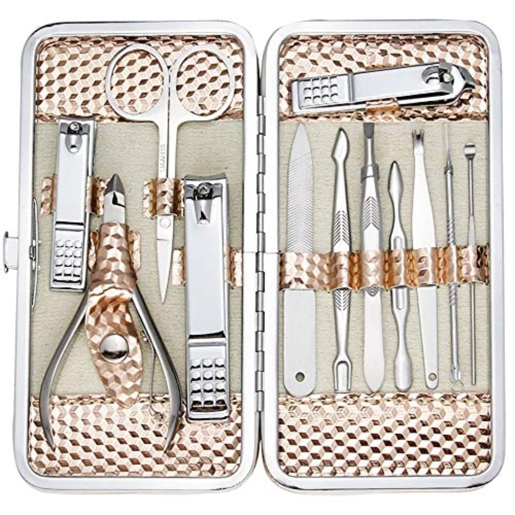 Professional Nail Care Kit Manicure Grooming Set With Travel CaseRose Gold